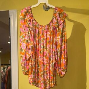 ADORA Pink and Orange Floral Top